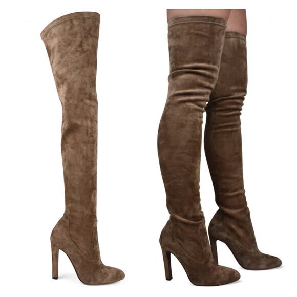 Ralph Lauren Collection Suede Over-the-Knee Thigh High Boots 38.5 Stiletto Heels - Picture 1 of 13